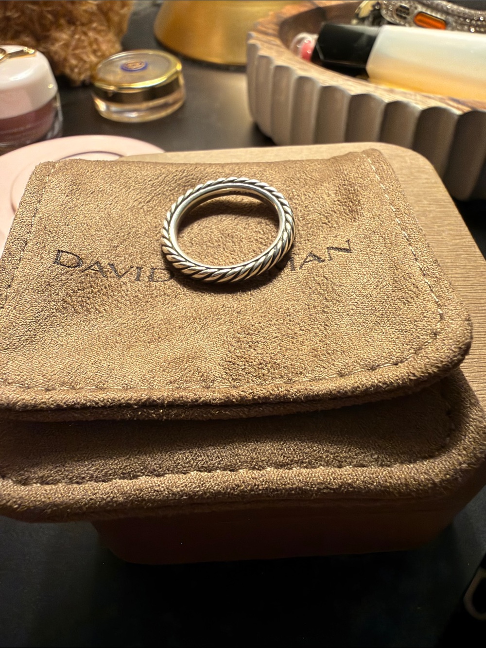 David Yurman Silver Twisted Cable ring size 7 used